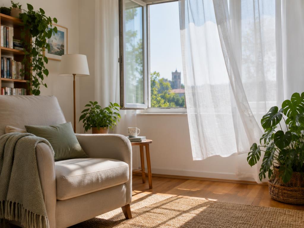 Helles, aufgeräumtes Wohnzimmer